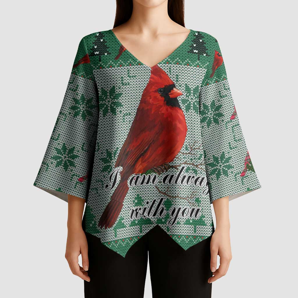 Cardinal I am Always With You Christmas Kimono Sleeve Blouse Xmas Holiday Patterns - Wonder Print Shop