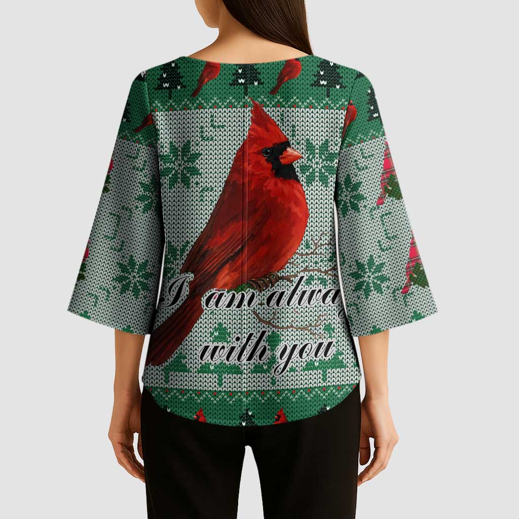 Cardinal I am Always With You Christmas Kimono Sleeve Blouse Xmas Holiday Patterns - Wonder Print Shop