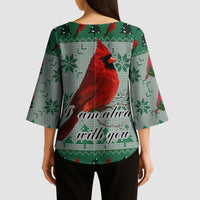Cardinal I am Always With You Christmas Kimono Sleeve Blouse Xmas Holiday Patterns - Wonder Print Shop