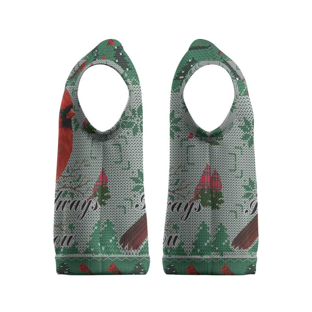 Cardinal I am Always With You Christmas Knitted V-Neck Vest Xmas Holiday Patterns - Wonder Print Shop
