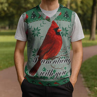 Cardinal I am Always With You Christmas Knitted V-Neck Vest Xmas Holiday Patterns - Wonder Print Shop
