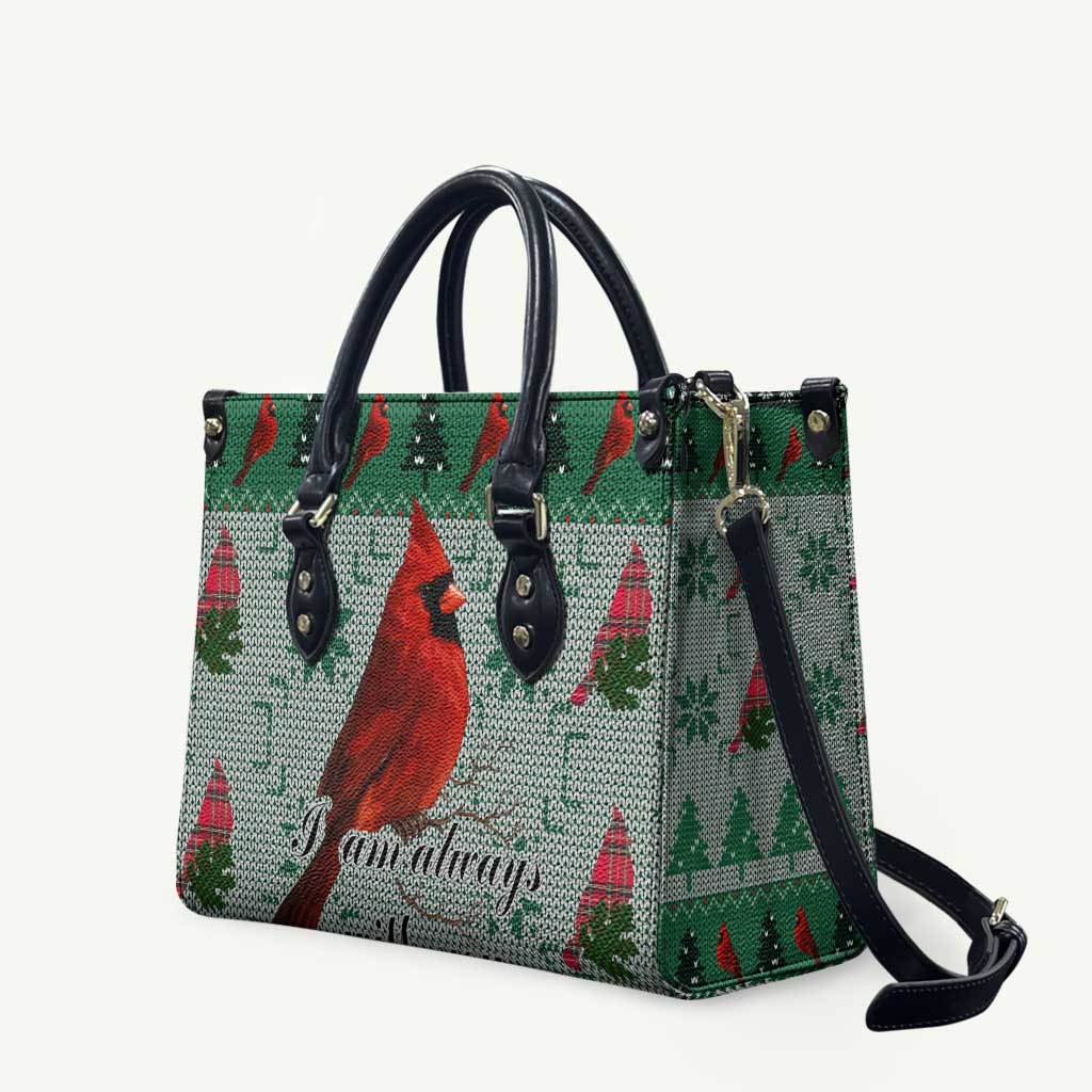 Cardinal I am Always With You Christmas Leather Bag Xmas Holiday Patterns - Wonder Print Shop