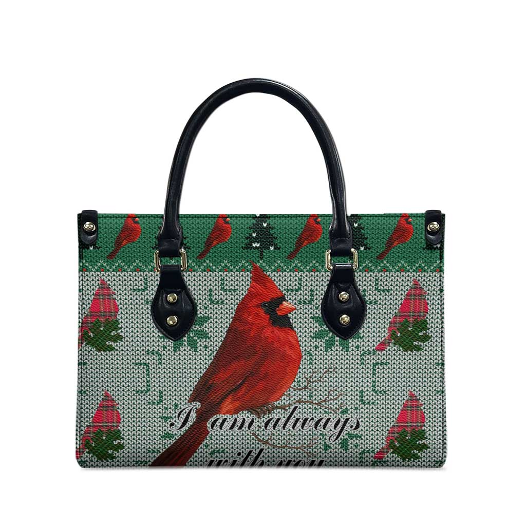 Cardinal I am Always With You Christmas Leather Bag Xmas Holiday Patterns - Wonder Print Shop