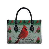 Cardinal I am Always With You Christmas Leather Bag Xmas Holiday Patterns - Wonder Print Shop