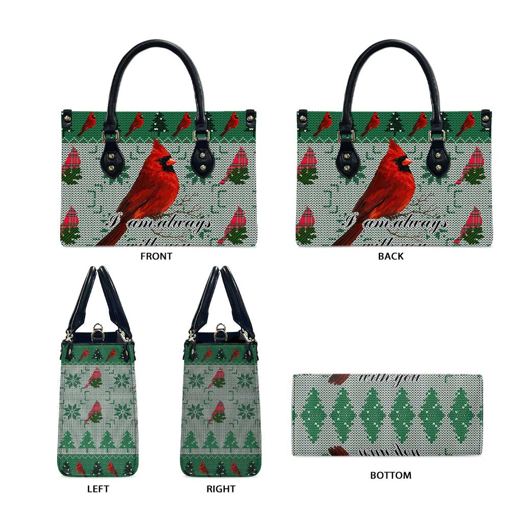 Cardinal I am Always With You Christmas Leather Bag Xmas Holiday Patterns - Wonder Print Shop