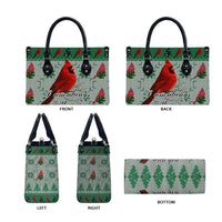 Cardinal I am Always With You Christmas Leather Bag Xmas Holiday Patterns - Wonder Print Shop