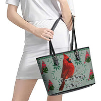 Cardinal I am Always With You Christmas Leather Tote Bag Xmas Holiday Patterns - Wonder Print Shop