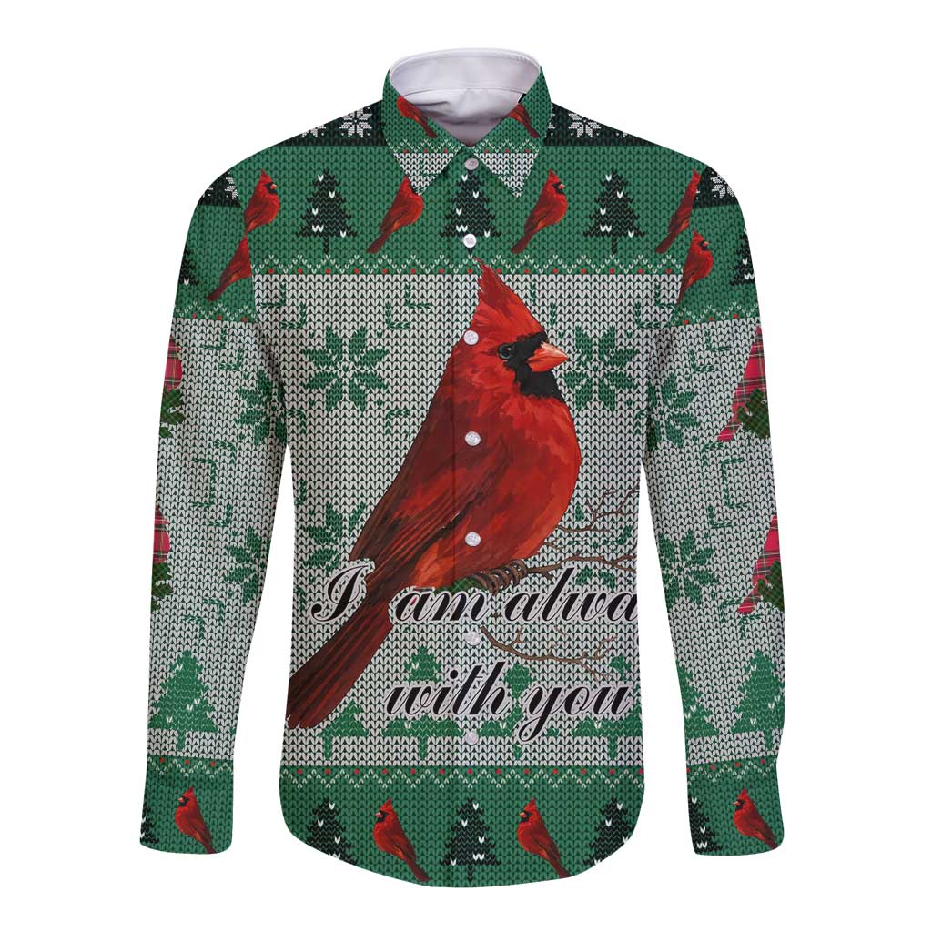 Cardinal I am Always With You Christmas Long Sleeve Button Shirt Xmas Holiday Patterns - Wonder Print Shop