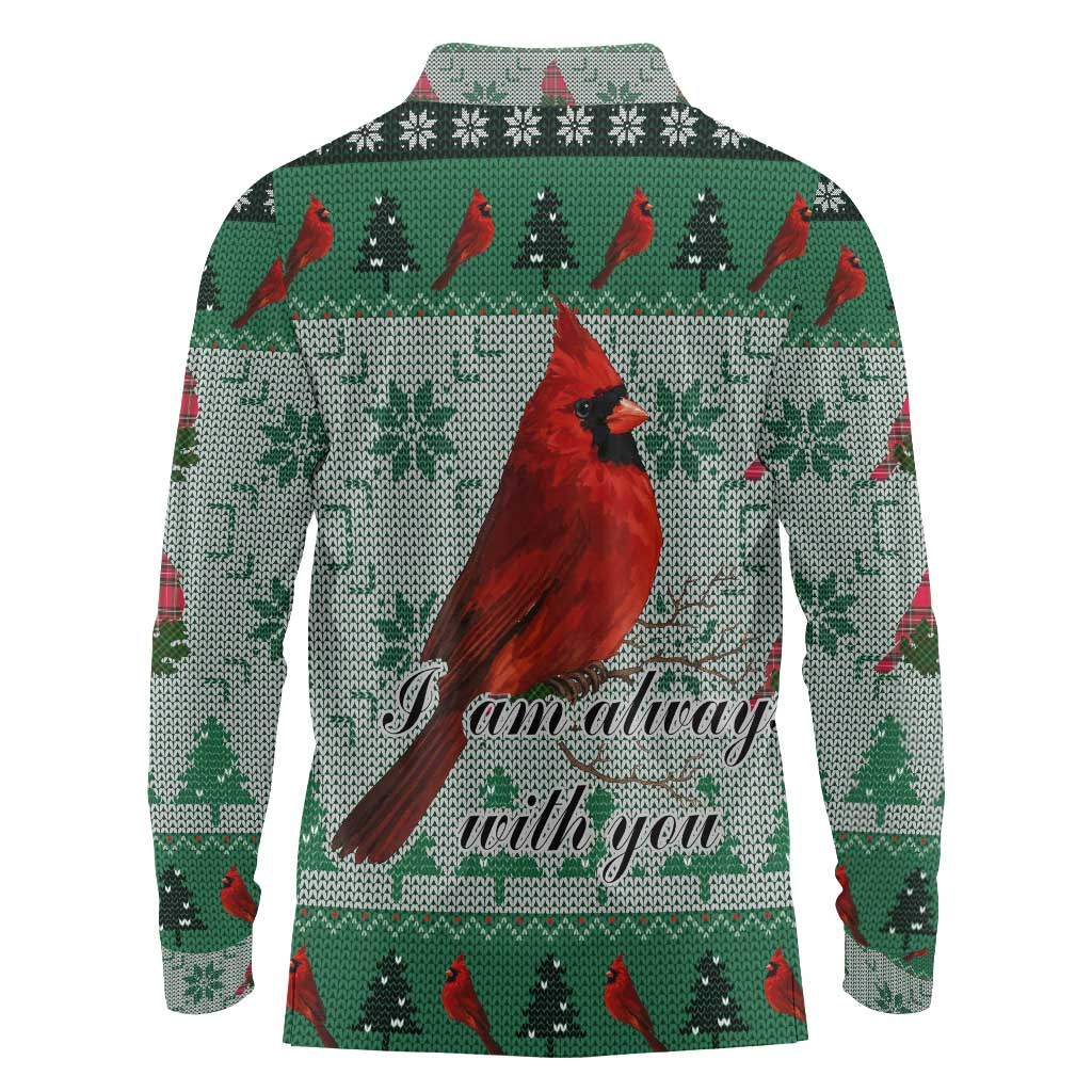 Cardinal I am Always With You Christmas Long Sleeve Polo Shirt Xmas Holiday Patterns - Wonder Print Shop