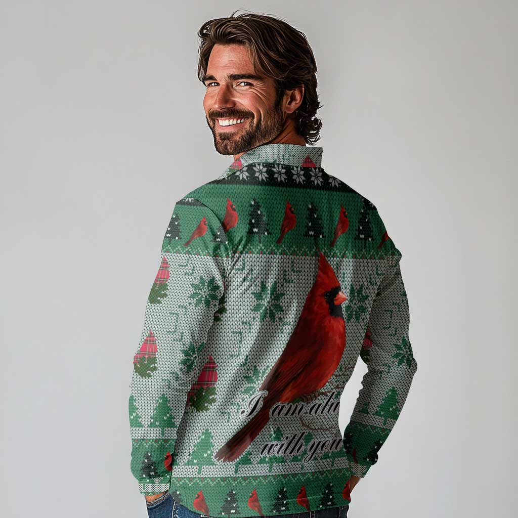 Cardinal I am Always With You Christmas Long Sleeve Polo Shirt Xmas Holiday Patterns - Wonder Print Shop
