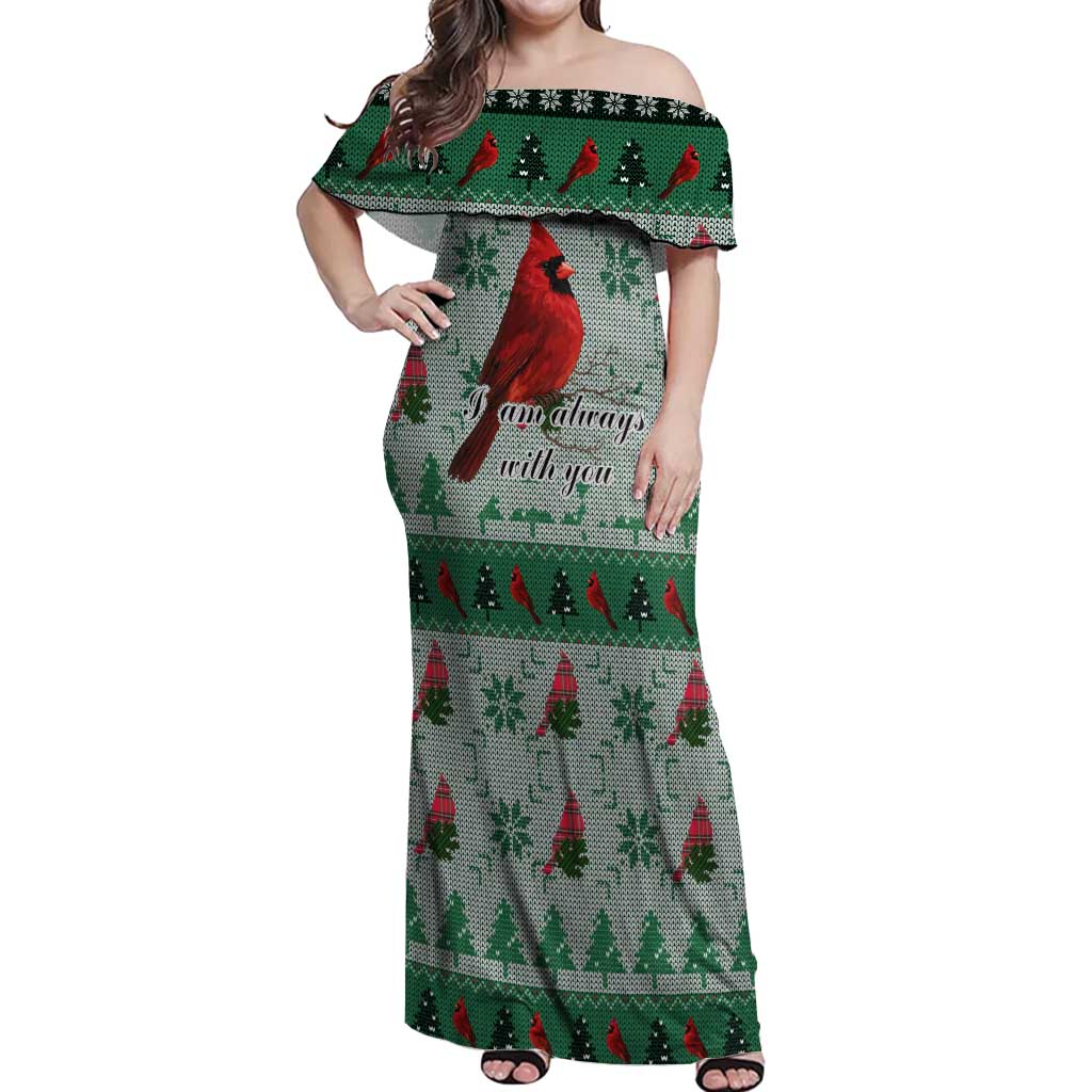 Cardinal I am Always With You Christmas Off Shoulder Maxi Dress Xmas Holiday Patterns - Wonder Print Shop