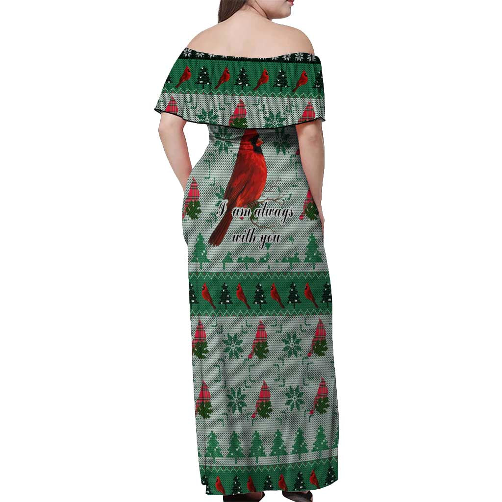 Cardinal I am Always With You Christmas Off Shoulder Maxi Dress Xmas Holiday Patterns - Wonder Print Shop