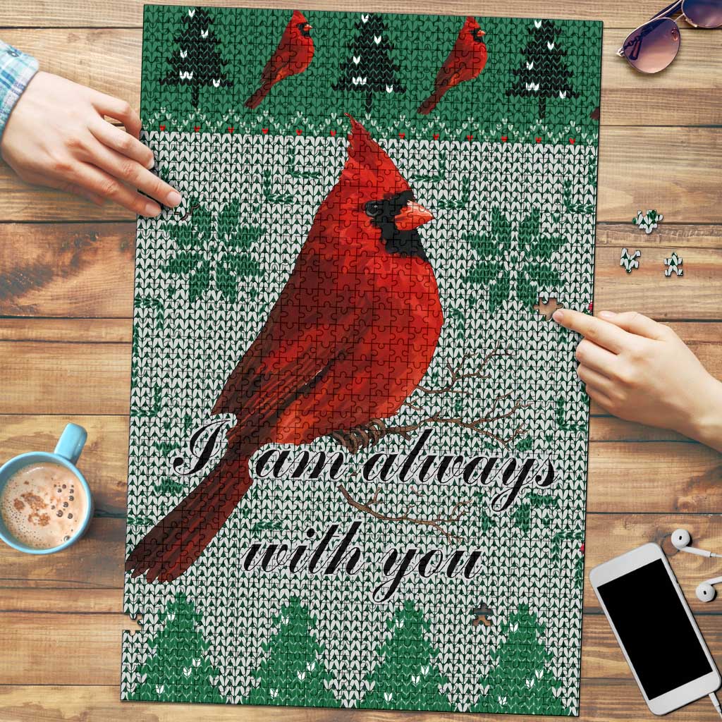 Cardinal I am Always With You Christmas Puzzle Xmas Holiday Patterns - Wonder Print Shop