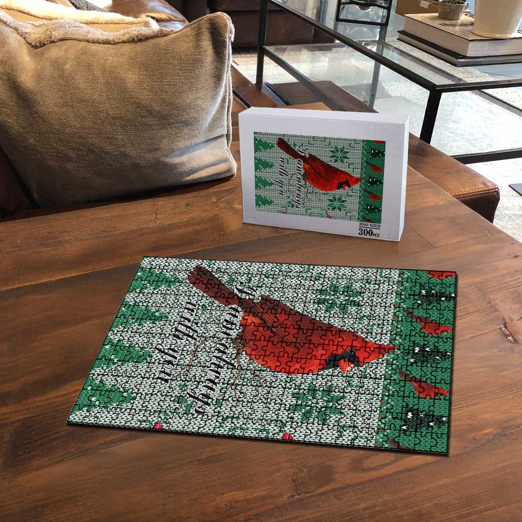 Cardinal I am Always With You Christmas Puzzle Xmas Holiday Patterns - Wonder Print Shop