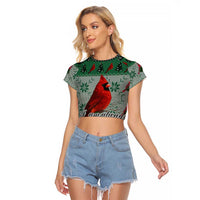 Cardinal I am Always With You Christmas Raglan Cropped T Shirt Xmas Holiday Patterns - Wonder Print Shop