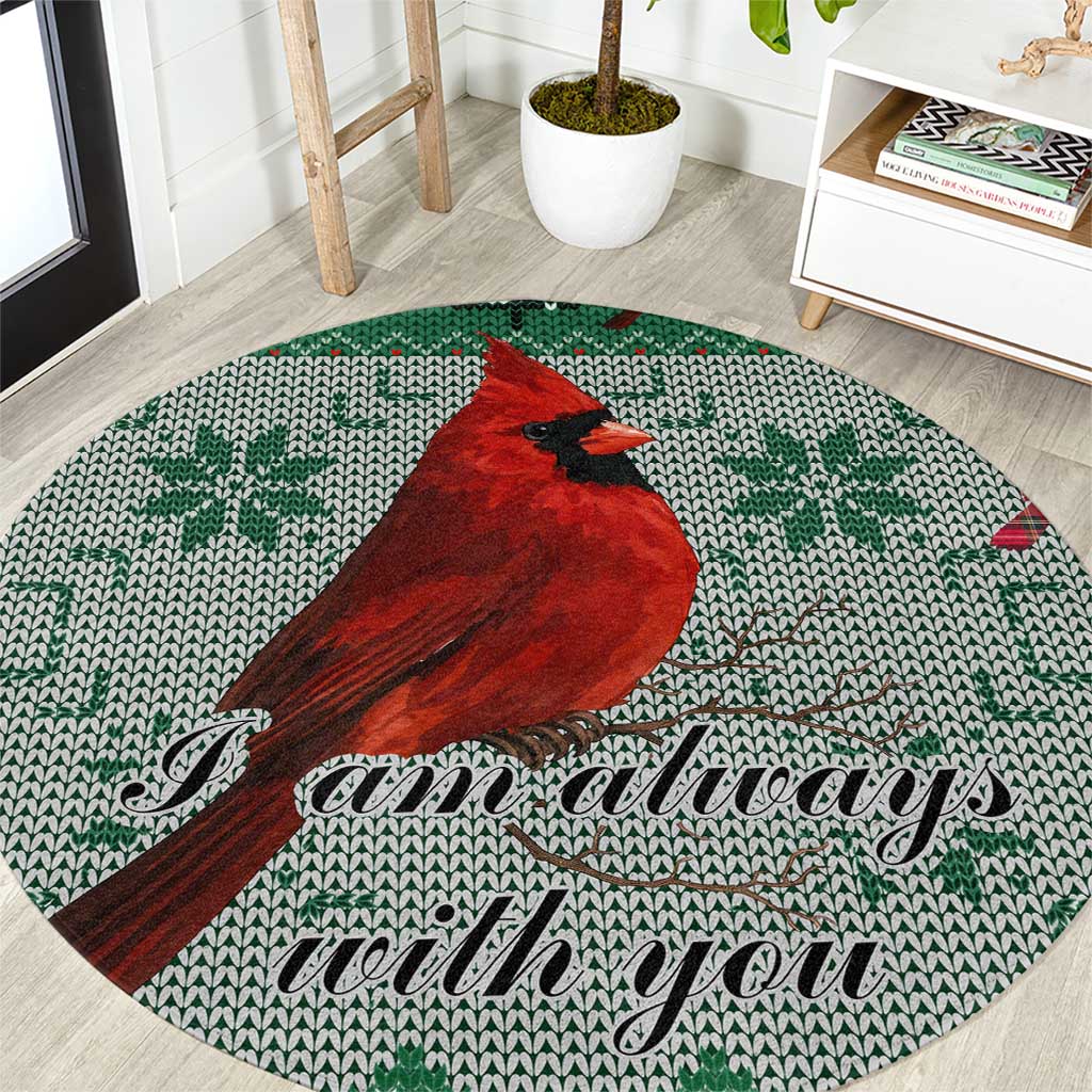 Cardinal I am Always With You Christmas Round Carpet Xmas Holiday Patterns - Wonder Print Shop