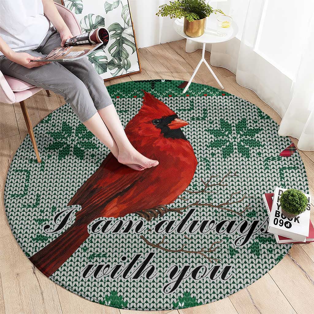 Cardinal I am Always With You Christmas Round Carpet Xmas Holiday Patterns - Wonder Print Shop