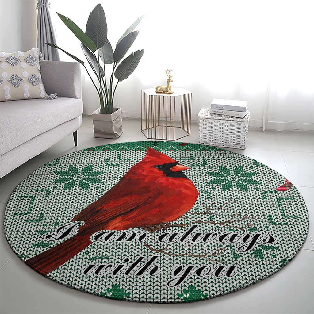 Cardinal I am Always With You Christmas Round Carpet Xmas Holiday Patterns - Wonder Print Shop