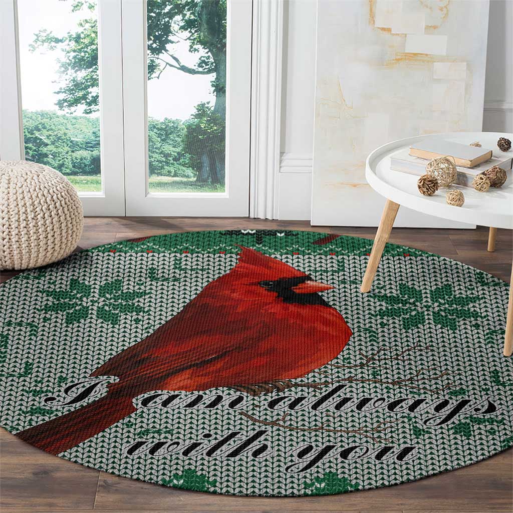 Cardinal I am Always With You Christmas Round Carpet Xmas Holiday Patterns - Wonder Print Shop