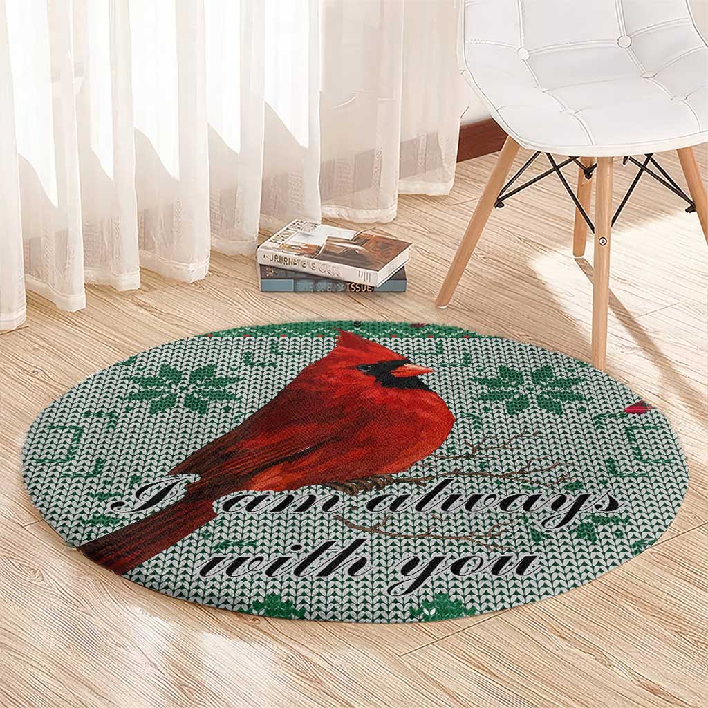 Cardinal I am Always With You Christmas Round Carpet Xmas Holiday Patterns - Wonder Print Shop