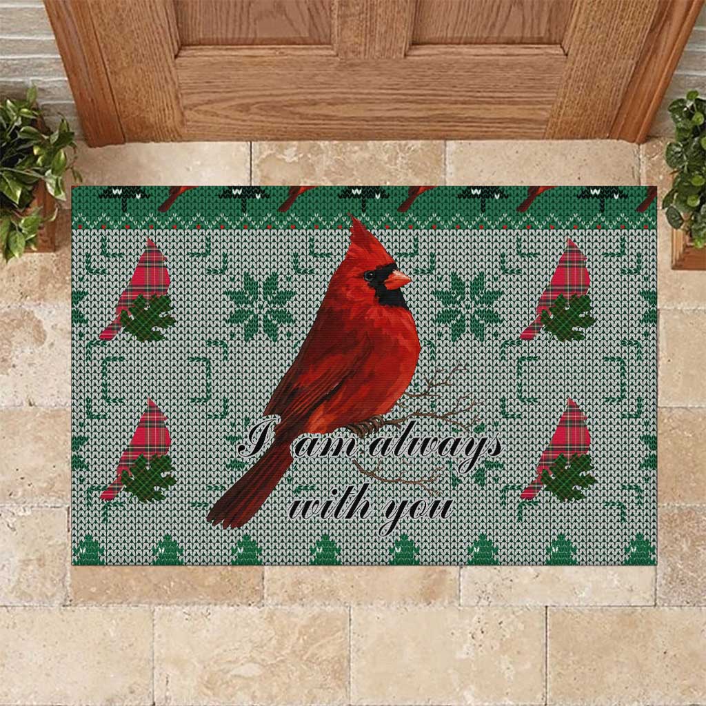 Cardinal I am Always With You Christmas Rubber Doormat Xmas Holiday Patterns - Wonder Print Shop