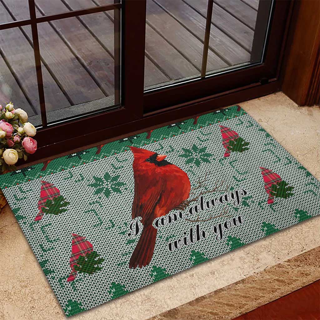 Cardinal I am Always With You Christmas Rubber Doormat Xmas Holiday Patterns - Wonder Print Shop