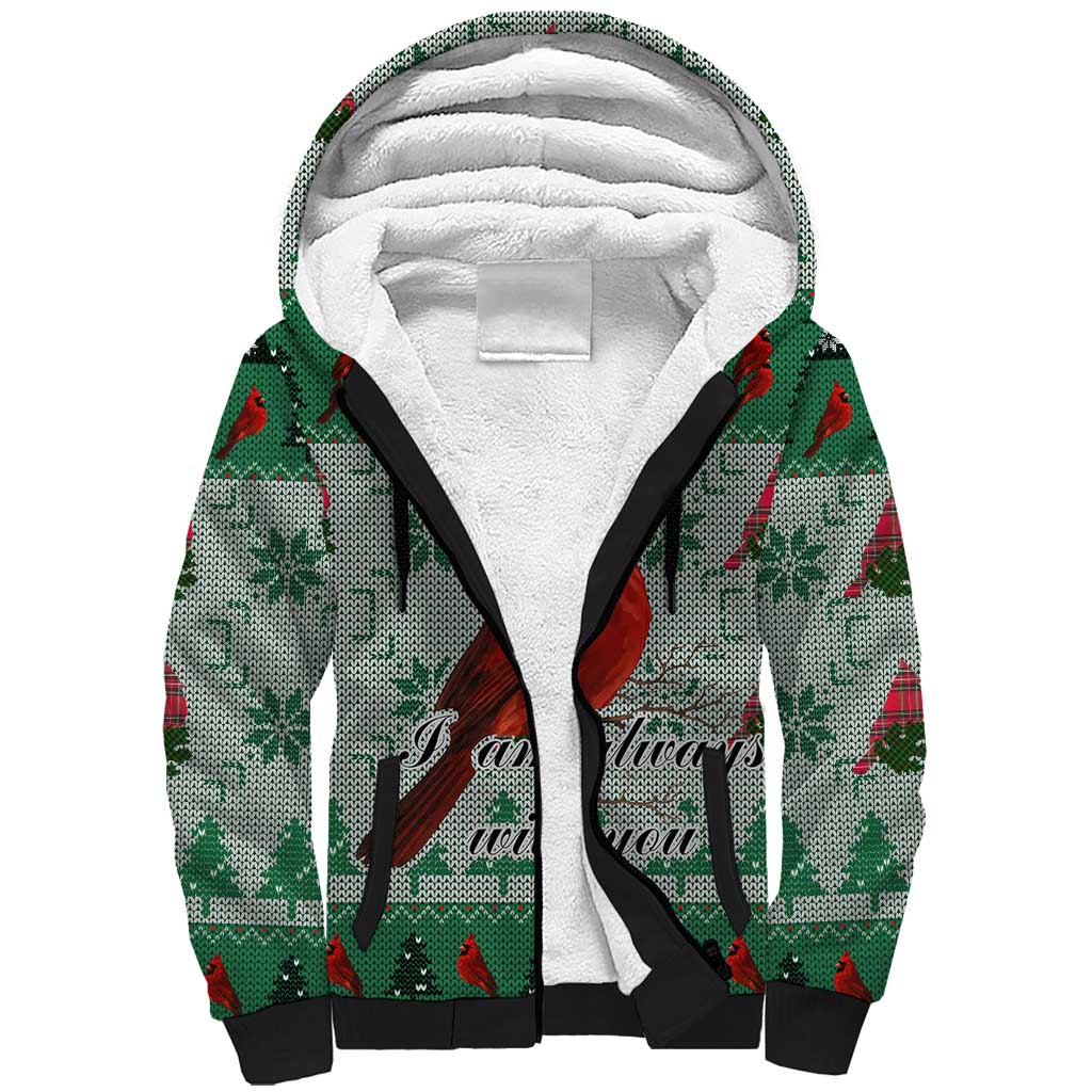 Cardinal I am Always With You Christmas Sherpa Hoodie Xmas Holiday Patterns - Wonder Print Shop