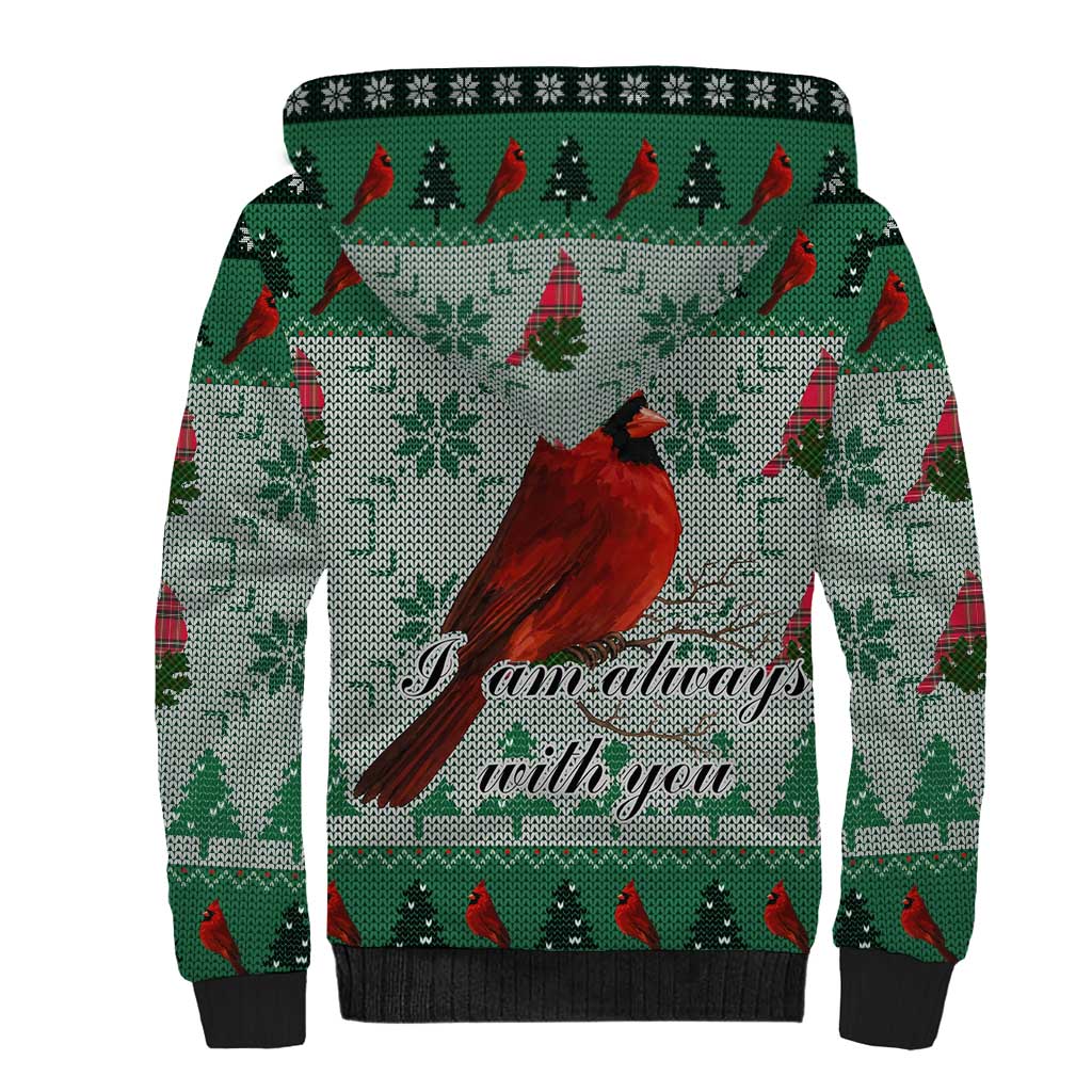 Cardinal I am Always With You Christmas Sherpa Hoodie Xmas Holiday Patterns - Wonder Print Shop
