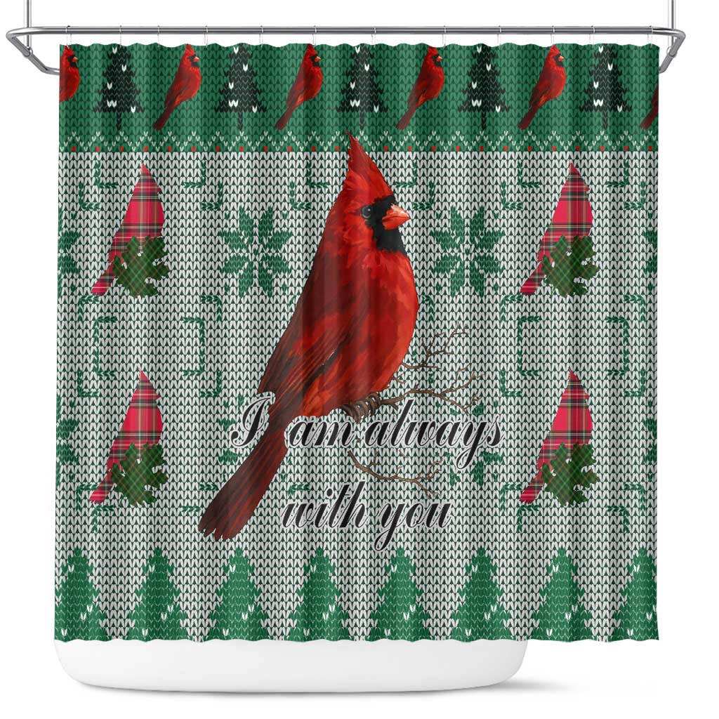 Cardinal I am Always With You Christmas Shower Curtain Xmas Holiday Patterns - Wonder Print Shop