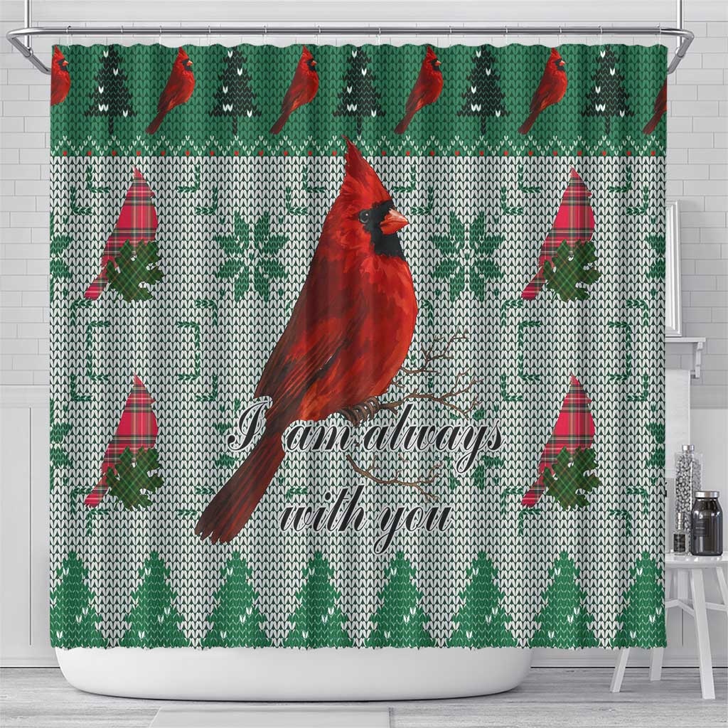 Cardinal I am Always With You Christmas Shower Curtain Xmas Holiday Patterns - Wonder Print Shop
