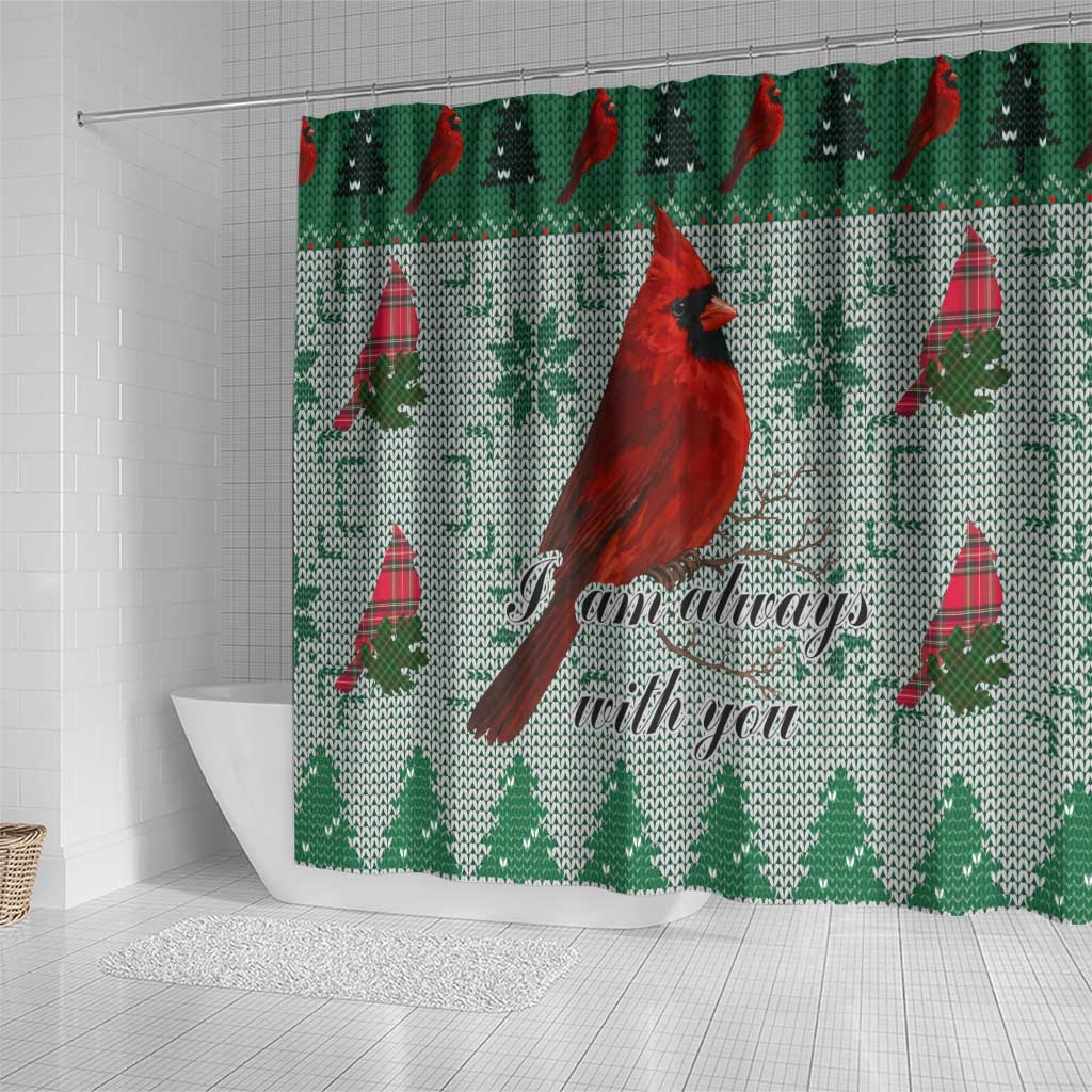 Cardinal I am Always With You Christmas Shower Curtain Xmas Holiday Patterns - Wonder Print Shop