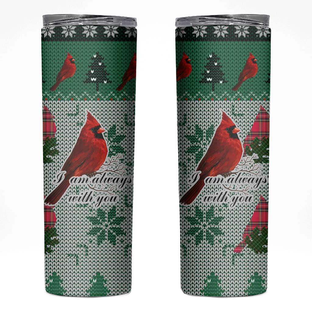 Cardinal I am Always With You Christmas Skinny Tumbler Xmas Holiday Patterns - Wonder Print Shop