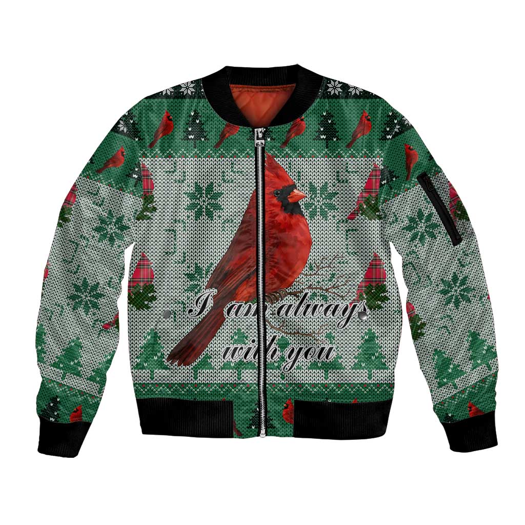 Cardinal I am Always With You Christmas Sleeve Zip Bomber Jacket Xmas Holiday Patterns - Wonder Print Shop