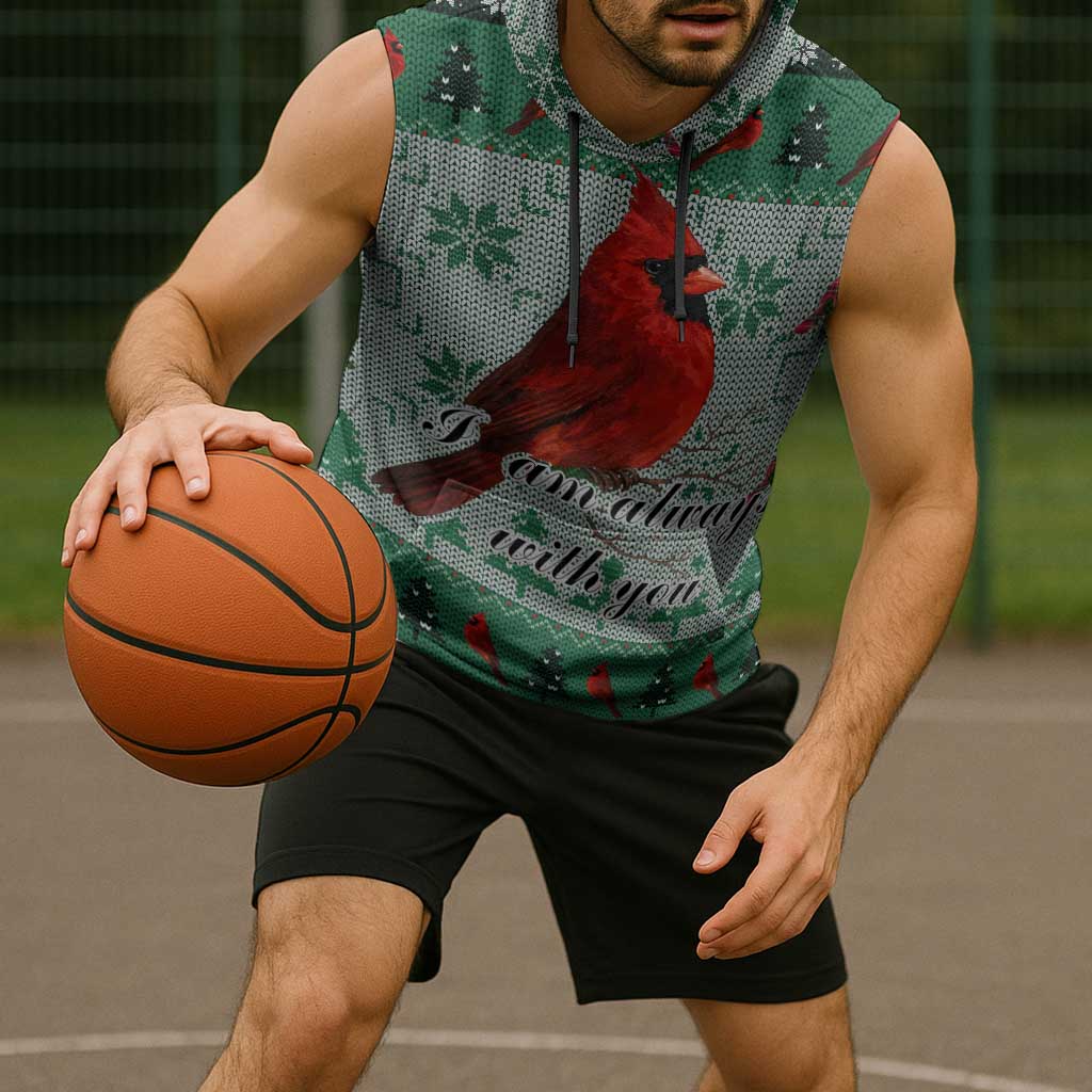 Cardinal I am Always With You Christmas Sleeveless Hoodie Xmas Holiday Patterns - Wonder Print Shop