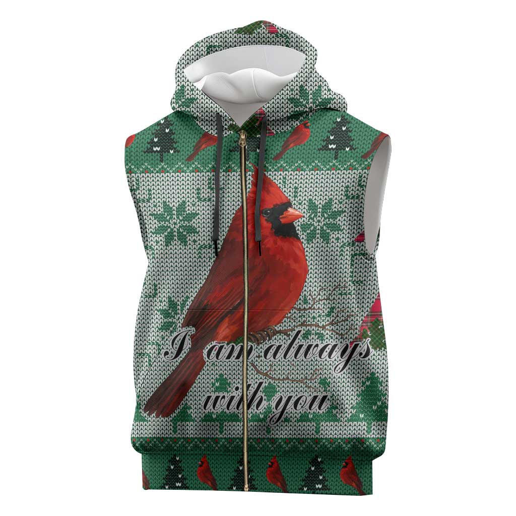 Cardinal I am Always With You Christmas Sleeveless Zip Hoodie Xmas Holiday Patterns - Wonder Print Shop