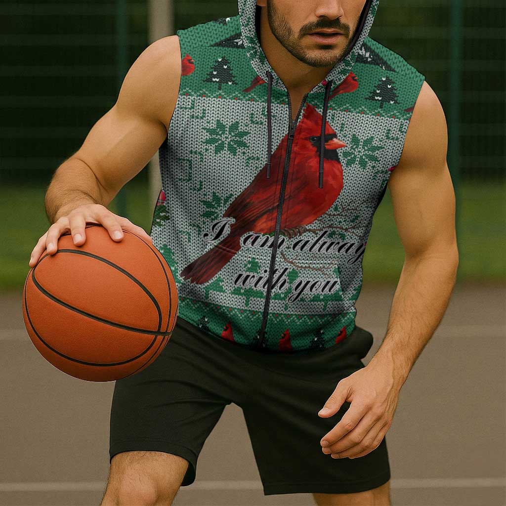 Cardinal I am Always With You Christmas Sleeveless Zip Hoodie Xmas Holiday Patterns - Wonder Print Shop