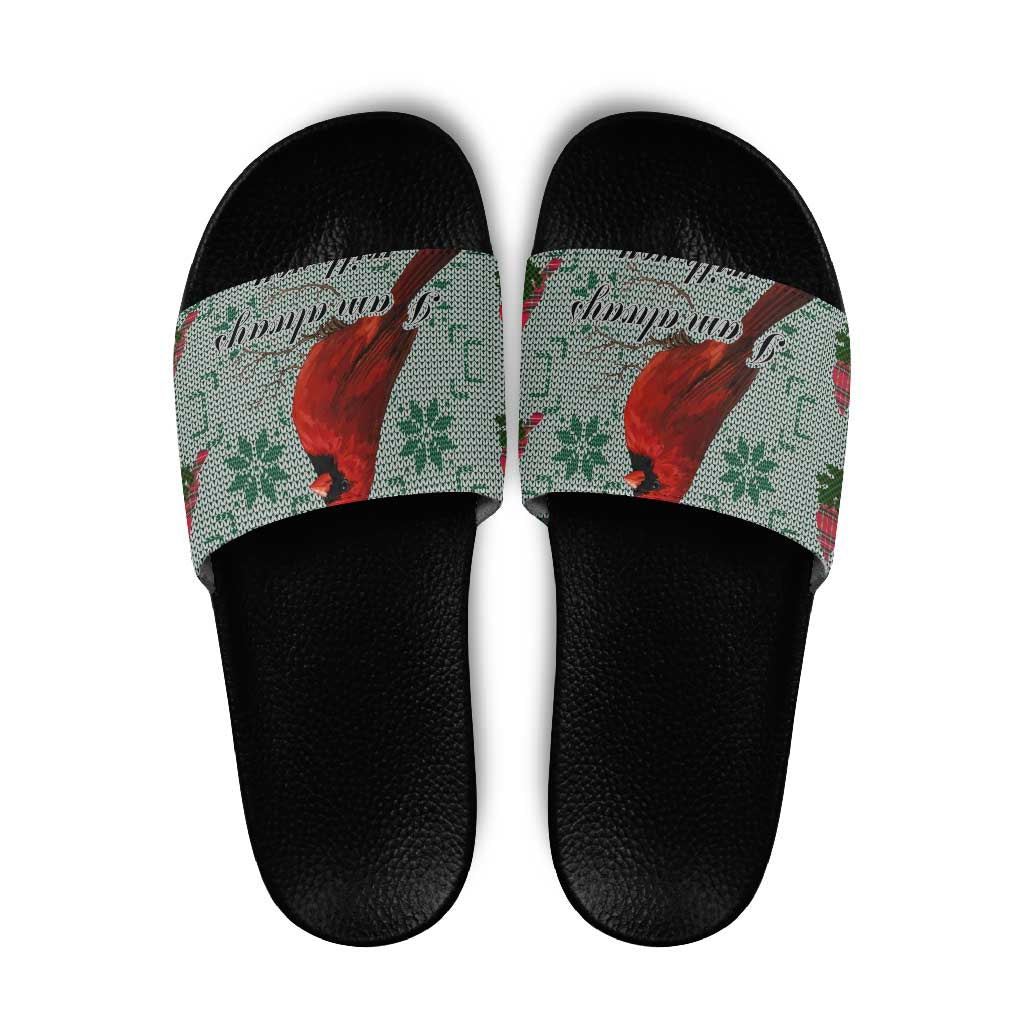Cardinal I am Always With You Christmas Slide Sandals Xmas Holiday Patterns - Wonder Print Shop