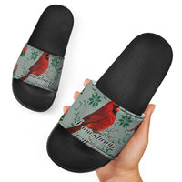 Cardinal I am Always With You Christmas Slide Sandals Xmas Holiday Patterns - Wonder Print Shop