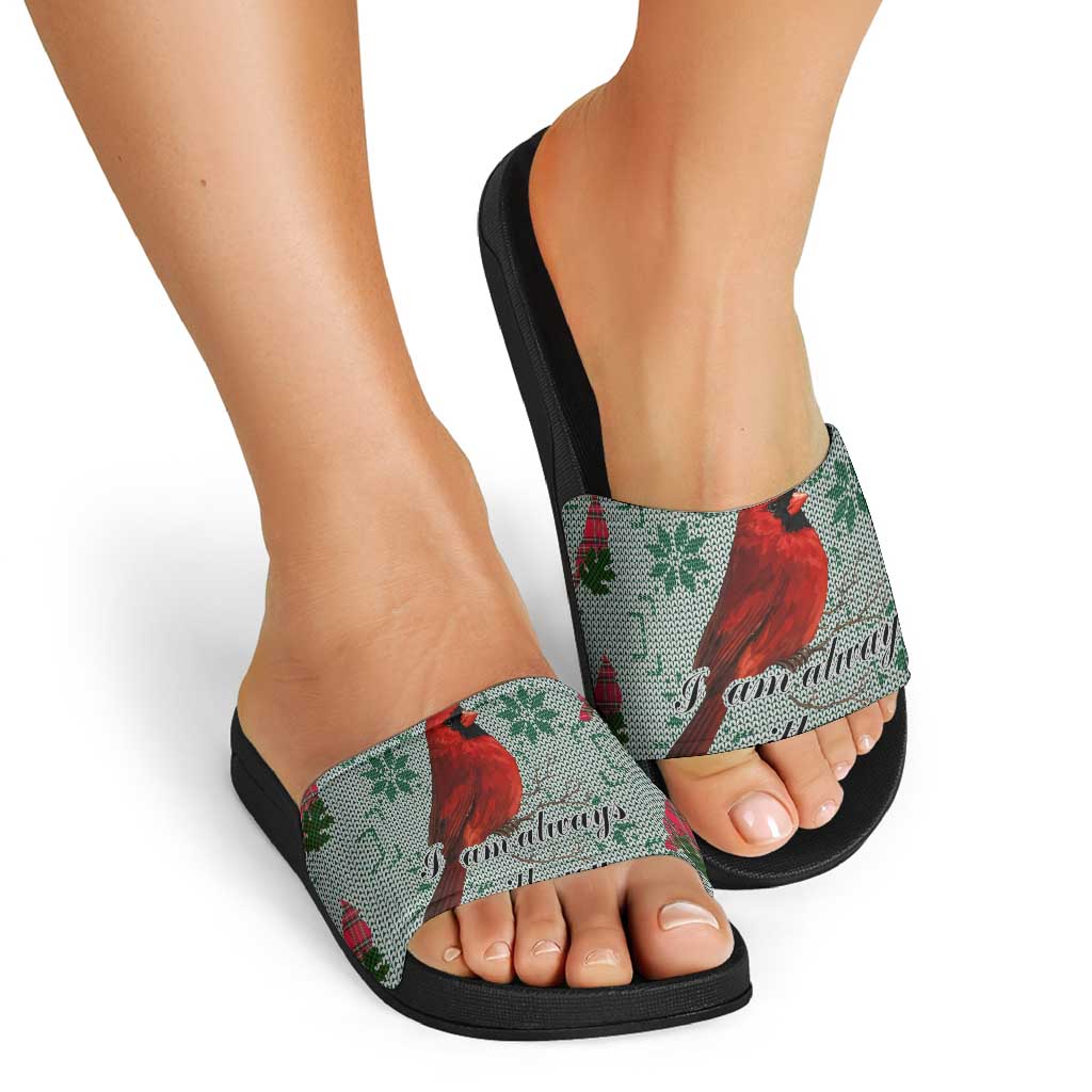 Cardinal I am Always With You Christmas Slide Sandals Xmas Holiday Patterns - Wonder Print Shop