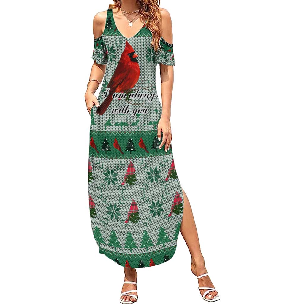Cardinal I am Always With You Christmas Summer Maxi Dress Xmas Holiday Patterns - Wonder Print Shop