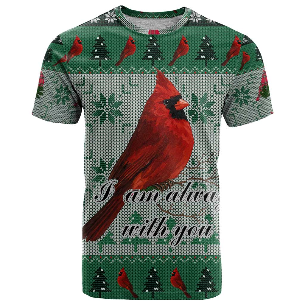 Cardinal I am Always With You Christmas T Shirt Xmas Holiday Patterns - Wonder Print Shop