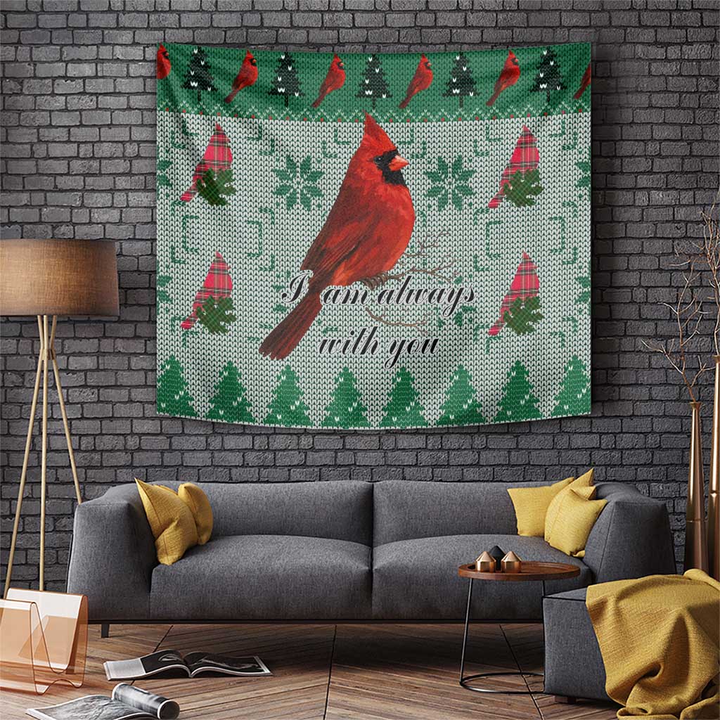 Cardinal I am Always With You Christmas Tapestry Xmas Holiday Patterns - Wonder Print Shop