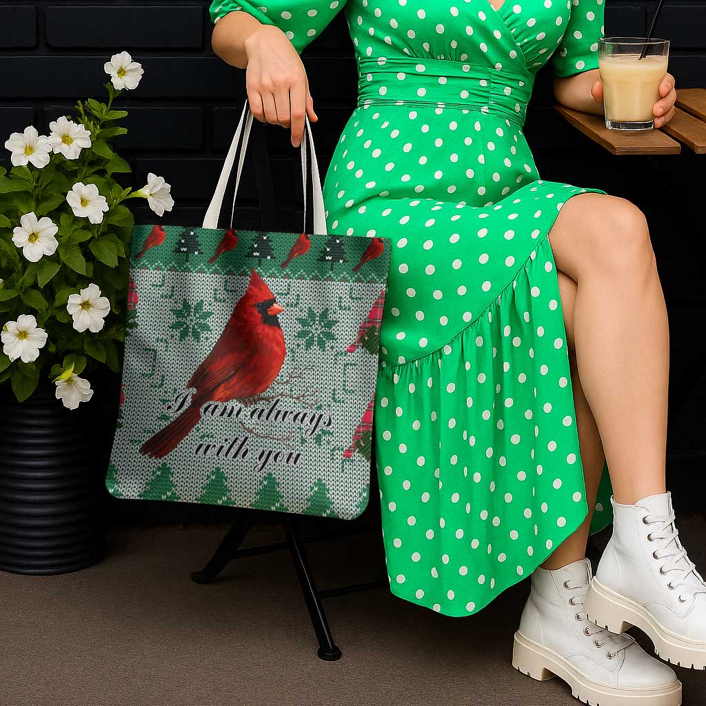 Cardinal I am Always With You Christmas Tote Bag Xmas Holiday Patterns - Wonder Print Shop