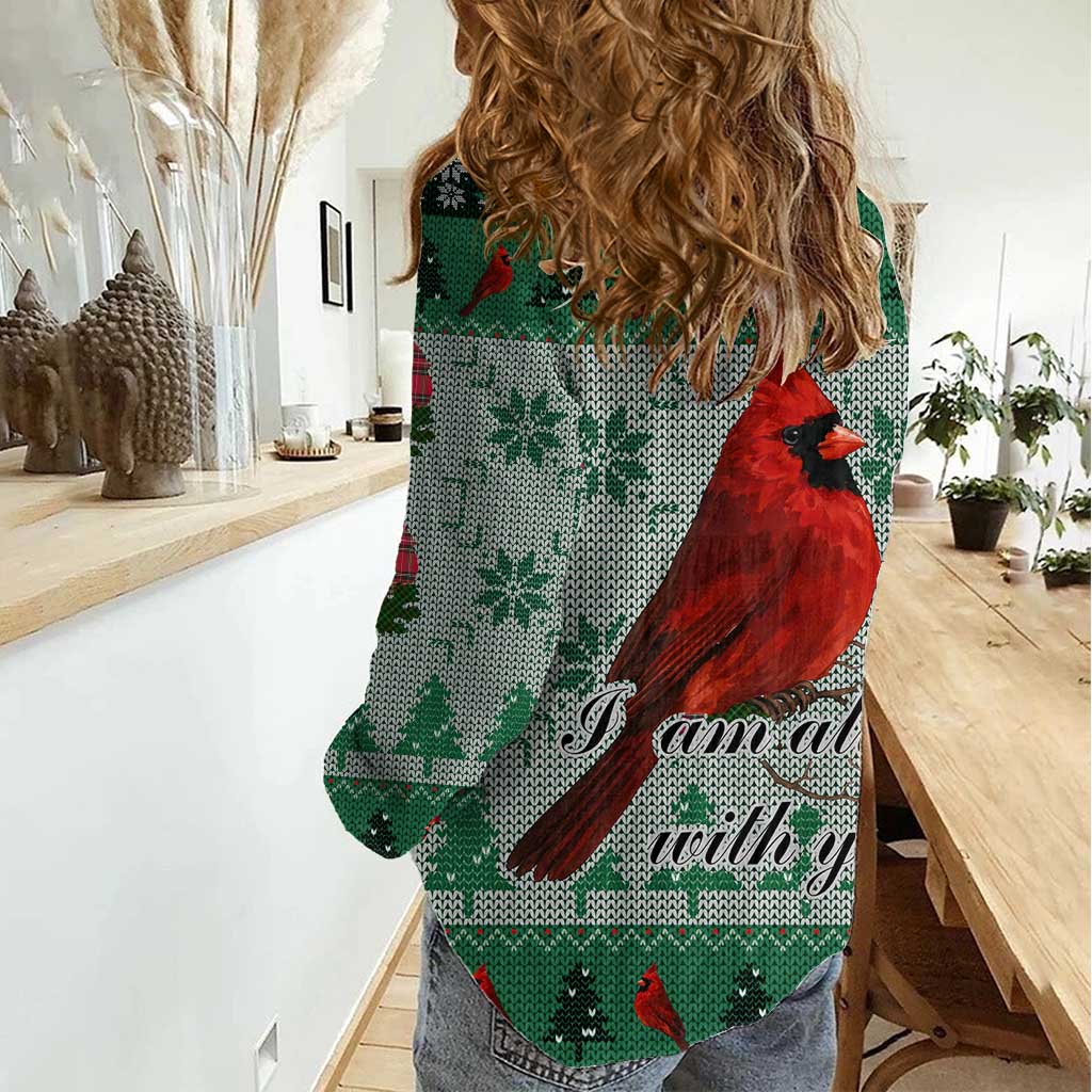 Cardinal I am Always With You Christmas Women Casual Shirt Xmas Holiday Patterns - Wonder Print Shop