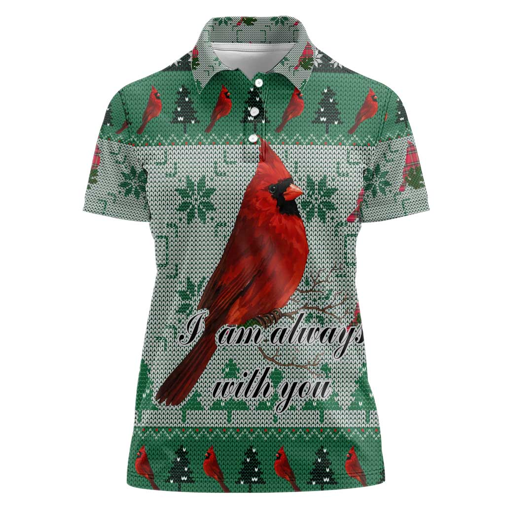 Cardinal I am Always With You Christmas Women Polo Shirt Xmas Holiday Patterns - Wonder Print Shop