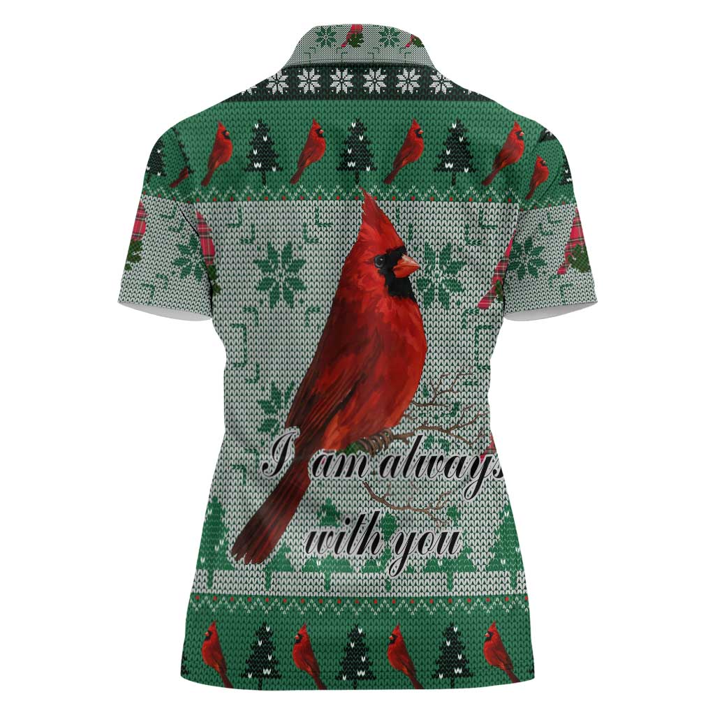Cardinal I am Always With You Christmas Women Polo Shirt Xmas Holiday Patterns - Wonder Print Shop