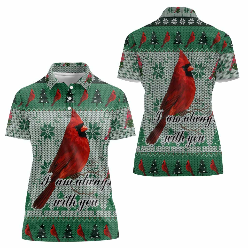 Cardinal I am Always With You Christmas Women Polo Shirt Xmas Holiday Patterns - Wonder Print Shop