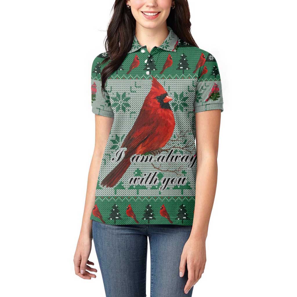 Cardinal I am Always With You Christmas Women Polo Shirt Xmas Holiday Patterns - Wonder Print Shop