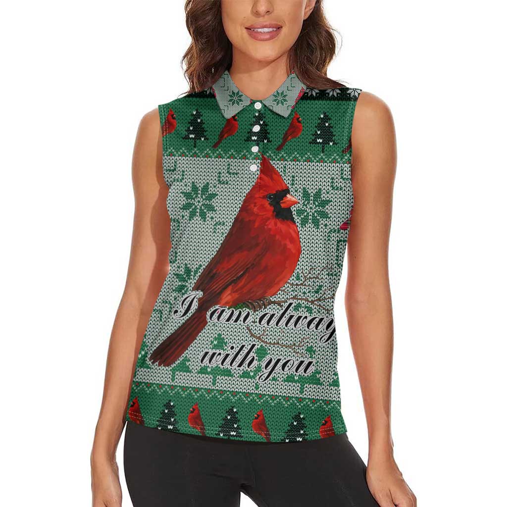 Cardinal I am Always With You Christmas Women Sleeveless Polo Shirt Xmas Holiday Patterns - Wonder Print Shop
