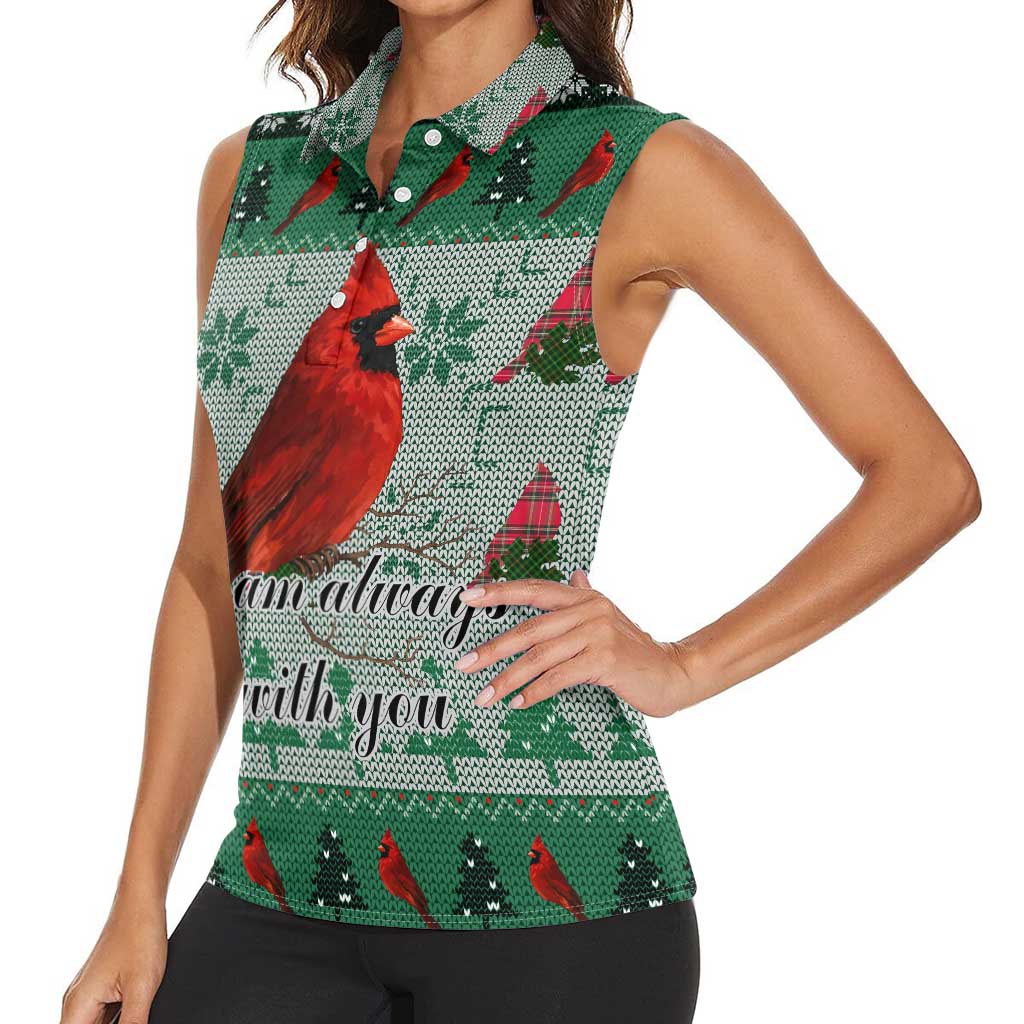 Cardinal I am Always With You Christmas Women Sleeveless Polo Shirt Xmas Holiday Patterns - Wonder Print Shop